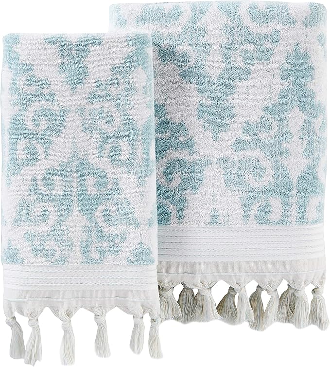 SKL Home Mirage Fringe 2 Bath, 2 Hand Towel Set