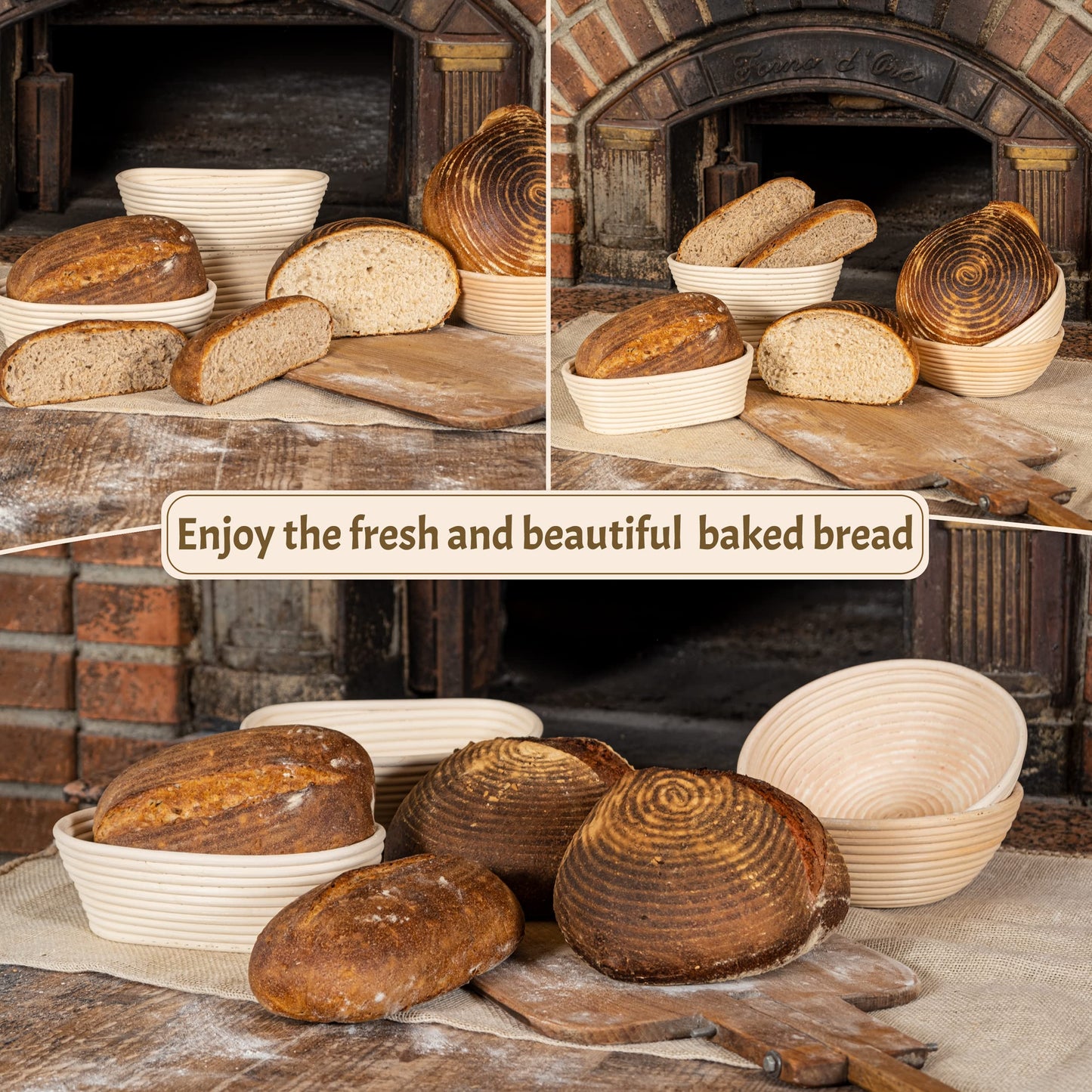 CRISS ELITE Sourdough Bread Baking Supplies Starter Kit, Banneton Proofing Basket 9'' Round and 10” Oval, Sourdough Starter Jar, Scraper, Scoring Lame, Brush, Short Danish Whisk, Gift Set