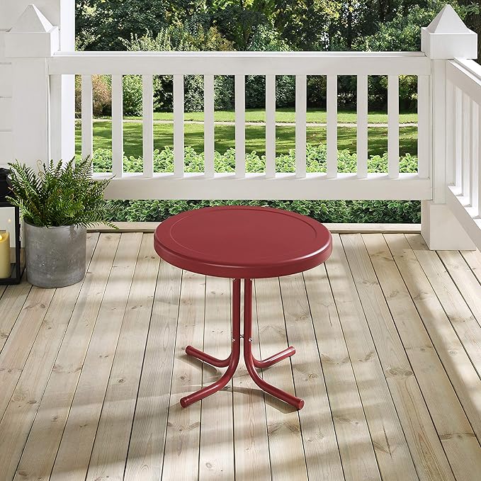 Crosley Furniture Griffith Weather Resistant Retro Metal Outdoor Side Table