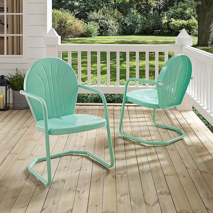 Crosley Furniture Griffith Outdoor Chair, Retro Metal Patio Chairs