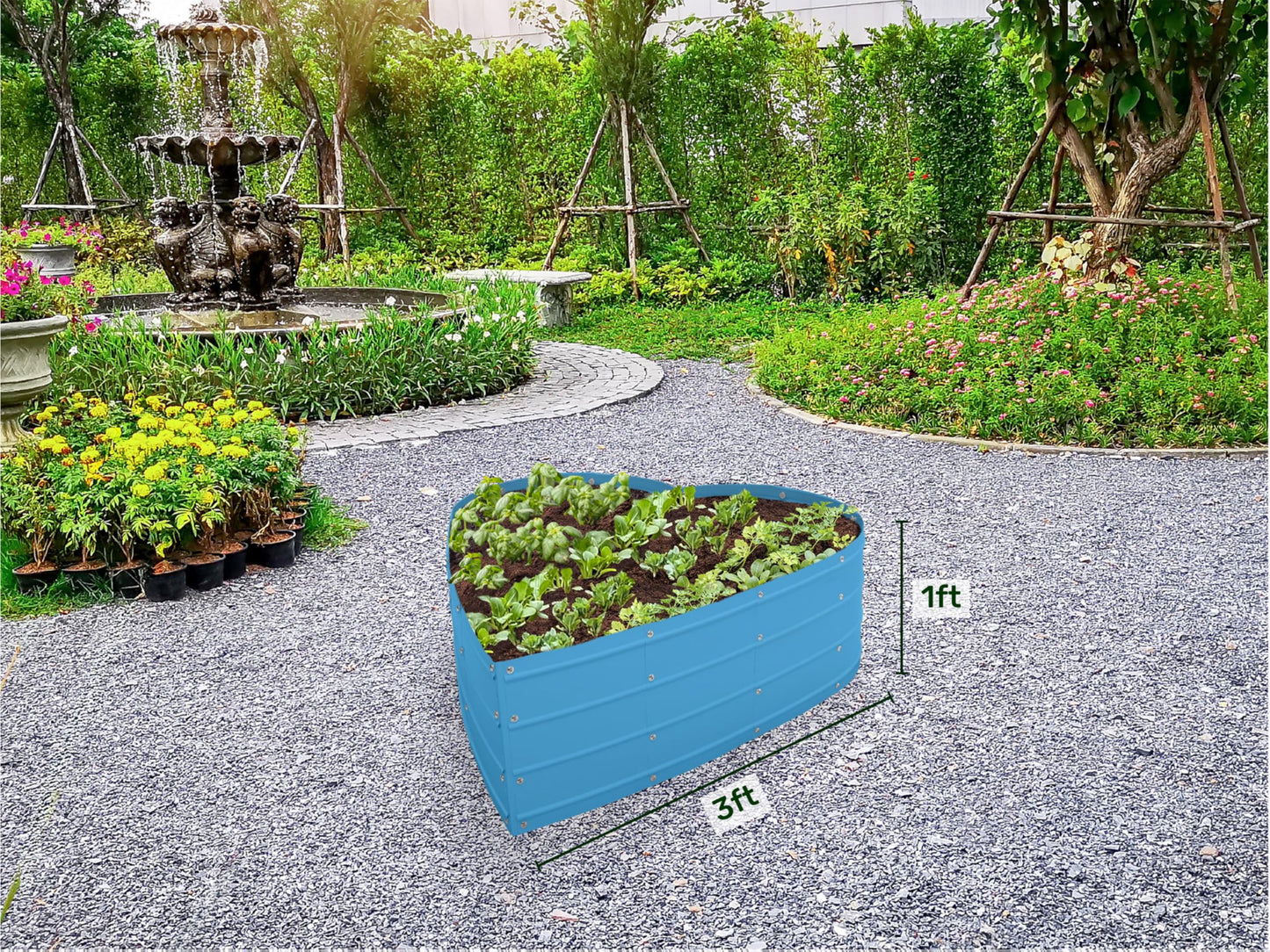 Plant & Plot Galvanized Raised Garden Beds Outdoor // Planter Raised Beds for Gardening, Vegetables, Flowers // Large Metal Garden Box (Teal) // Tool-Free Assembly