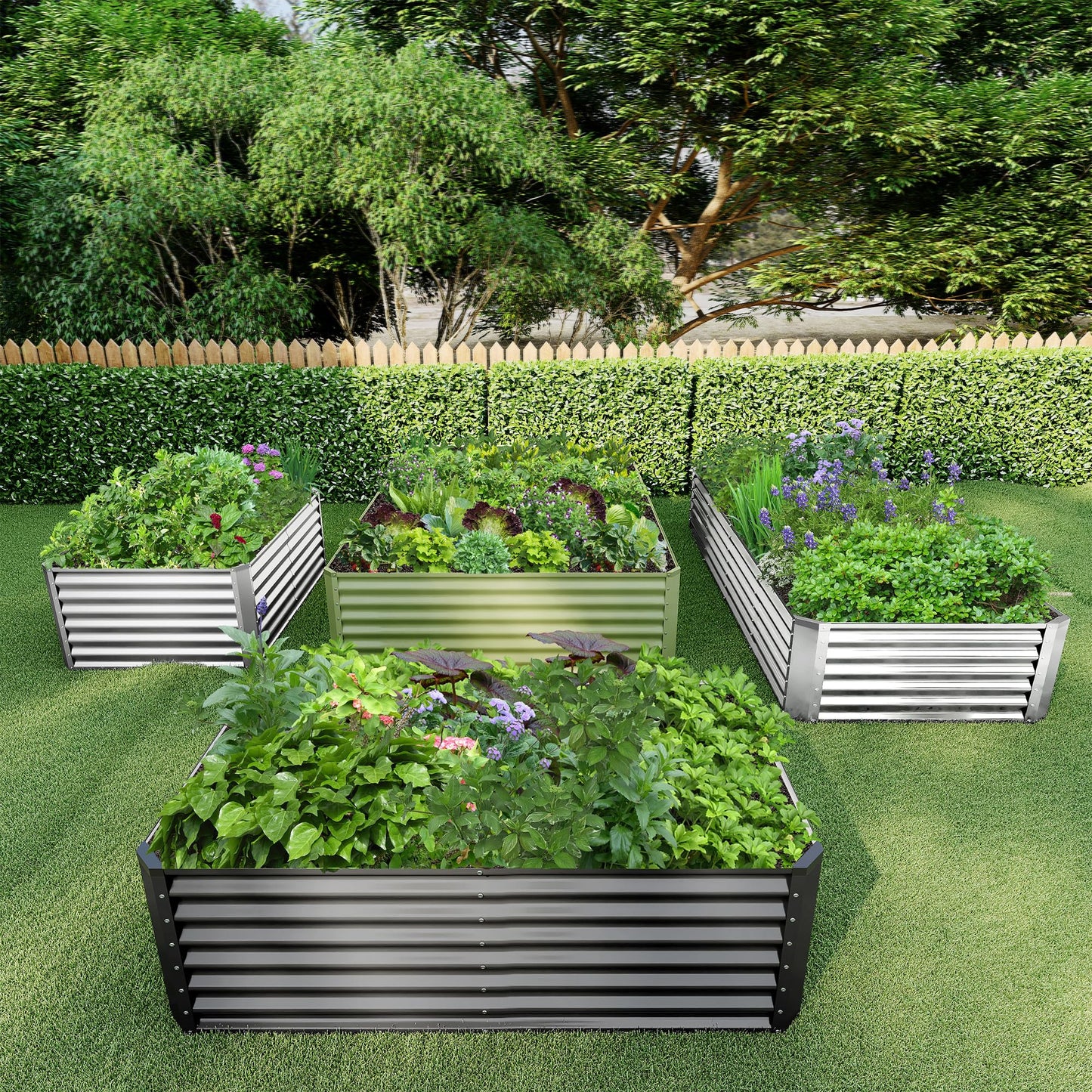 Ayen Guard 6x3x2FT Galvanized Raised Garden Bed,Galvanized Planter Boxes Outdoor, Large Metal Raised Garden Beds for Vegetables-Grey