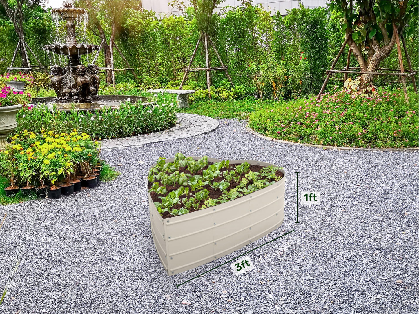 Plant & Plot Galvanized Raised Garden Beds Outdoor // Planter Raised Beds for Gardening, Vegetables, Flowers // Large Metal Garden Box (White) // Tool-Free Assembly