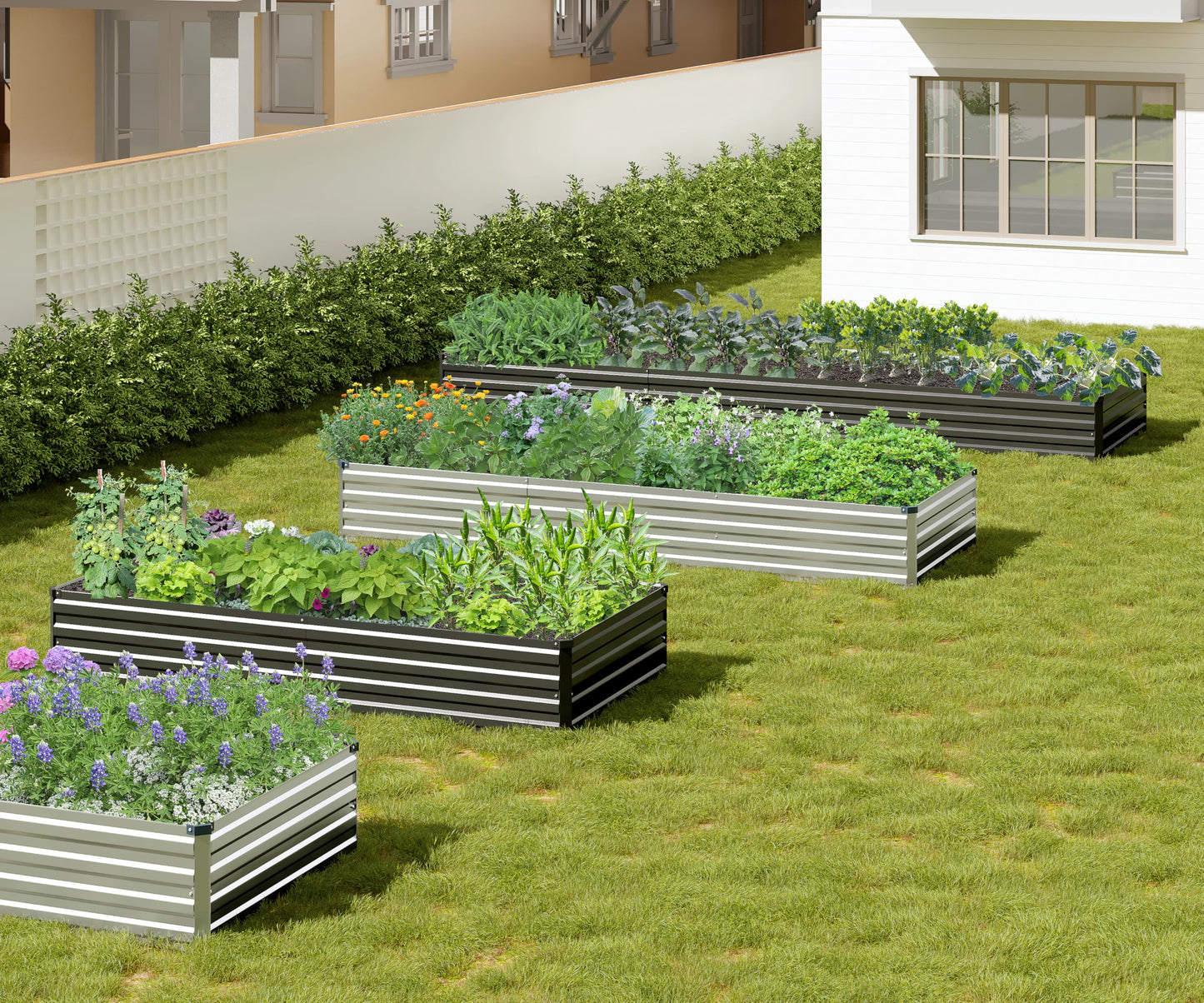 Easllre 2PCS 8x4x1ft Galvanized Raised Garden Bed Kit, Galvanized Planter Raised Garden Boxes Outdoor, Large Metal Raised Garden Beds for Vegetables,Black