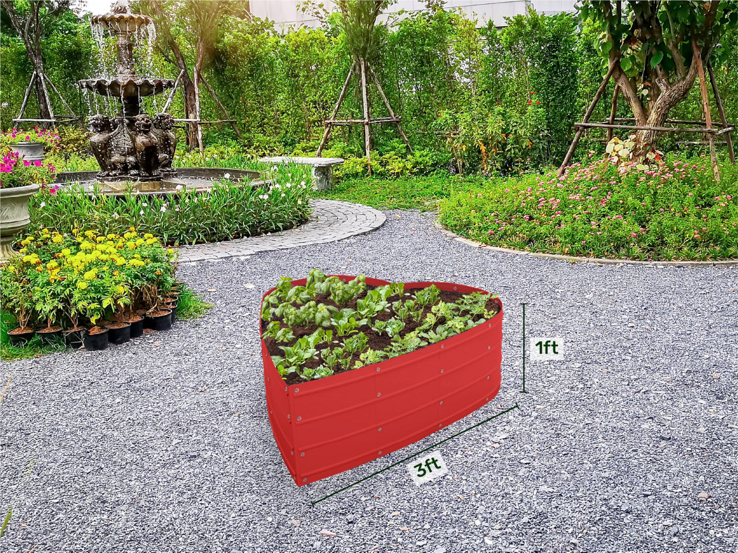 Plant & Plot Galvanized Raised Garden Beds Outdoor // Planter Raised Beds for Gardening, Vegetables, Flowers // Large Metal Garden Box (Red) // Tool-Free Assembly