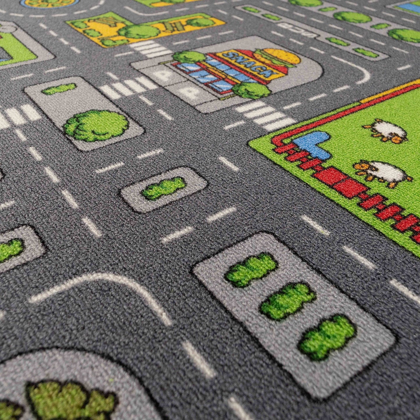 The Rug House Children's Kids Boys Girls City Town Car Roads Interactive Playroom Playmat Creative Toddler Soft Durable Educational Classroom Nursery Bedroom Play Carpet Mat 80cm x 120cm