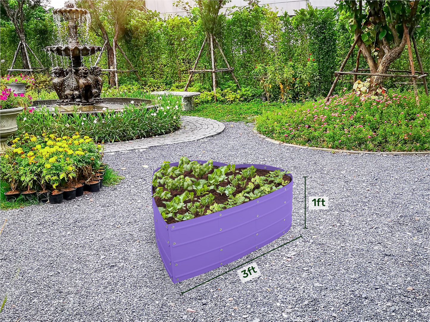 Plant & Plot Galvanized Raised Garden Beds Outdoor // Planter Raised Beds for Gardening, Vegetables, Flowers // Large Metal Garden Box (Purple) // Tool-Free Assembly