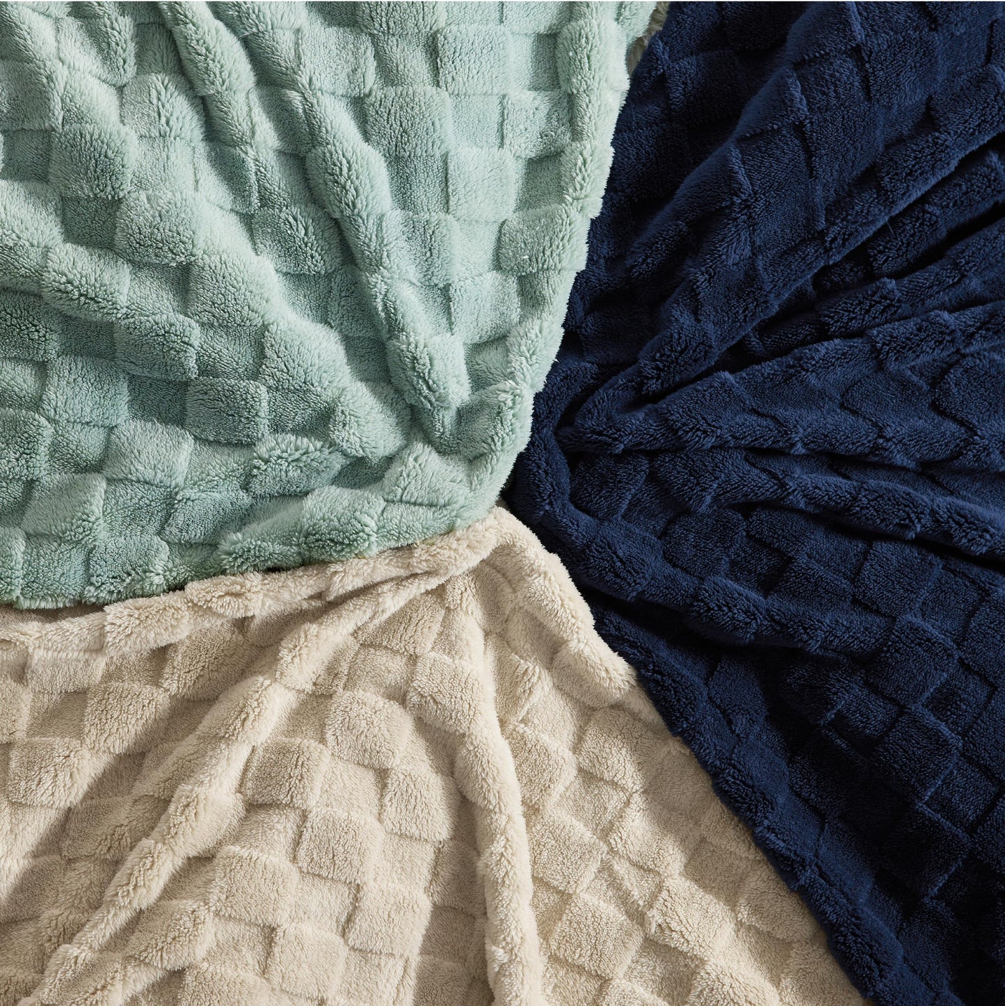 Bedsure Fleece Throw Blanket(White & Beige)