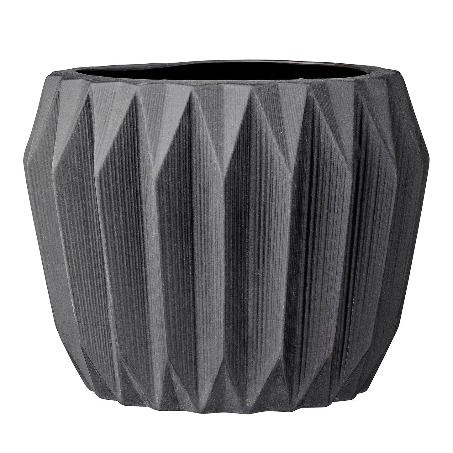 Bloomingville Round Grey Fluted Ceramic Flower Pot