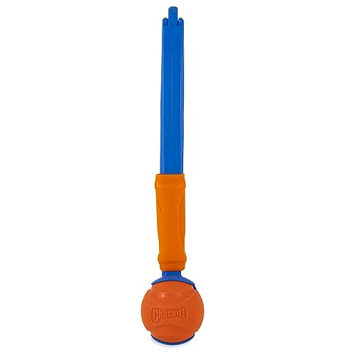 Chuckit! Fetch & Fold Dog Ball Launcher Pick Up and Throw Hands Free Dog Toy Rubber Fetch Ball Thrower Set