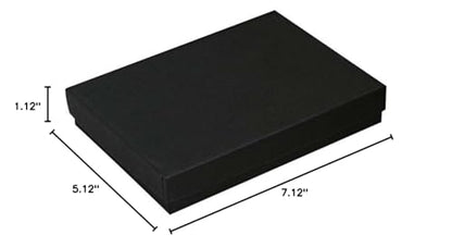 RJ Displays Jewelry Gift Boxes – 6 Pack Matte Black Cotton-Filled Cardboard Box for Necklace, Bracelet, Earring,Ornament Gifts,Jewelry Boxes with Lids, Bulk Gift Packaging – 7 1/8" x 5 1/8" x 1 1/8"
