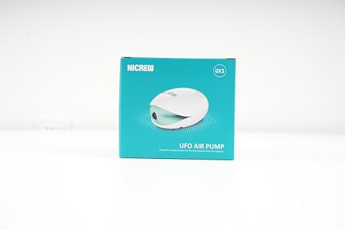 NICREW UFO Air Pump Aquarium for Fish Tank up to 150 L, Air Aerator Pump Ultra Silent, Oxygen Bubbler with Single Outlet, Accessories Included, 1.7W