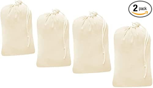 4 Pack - Extra Large Cotton Laundry Bag, Heavy Duty Large Laundry Bags 24 x 36