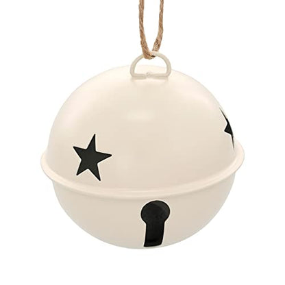 Haute Decor Jingle Bell Ornaments, Large Size 3.35-inch Diameter, 6-Pack (Ivory)