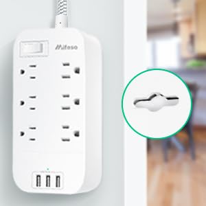 Power Strip - 10 FT Long Flat Plug Extension Cord, 6 Outlets 2 USB A 2 USB C Ports Outlet Extender with Overload Protection, Wall Mount, Desktop Charging Station for Home, Office and Dorm Essential