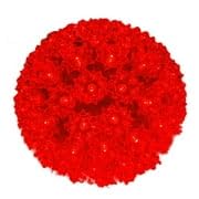 Novelty Lights LED 7.5in 100 Light Starlight Sphere, Red, Large Ornament Ball Light, 5ft Hanging Cord with S Hook, 12ft Power Cord with Stackable Plug, Commercial Grade