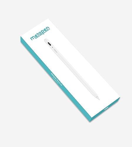 Metapen Pencil A8 for iPad 2018-2025, (2X Faster Charge), Pixel Precision, Tilt Sensitivity Stylus Pen Compatible Apple iPad 11 A16/10/9/8/7/6th Gen, Pro 12.9/11/13 Inch M4, Air 3/4/5/M2/M3, White