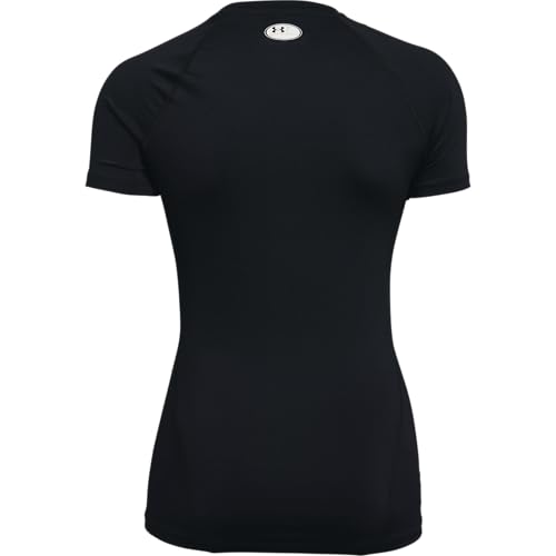 Under Armour Women's HeatGear Compression Short-Sleeve T-Shirt, Black (001)/White, Large
