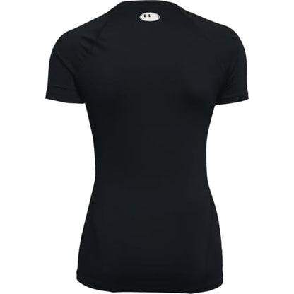 Under Armour Women's HeatGear Compression Short-Sleeve T-Shirt, Black (001)/White, Large