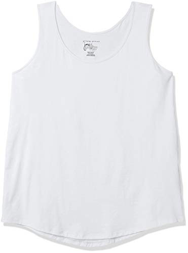 JUST MY SIZE womens Shirt-tail tank top and cami shirts, White, 2X US