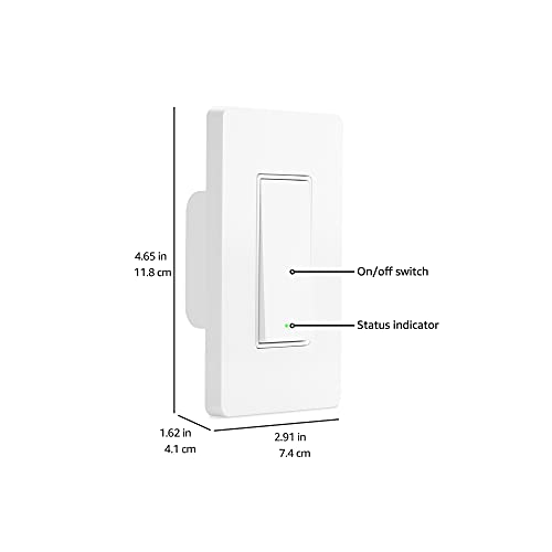 Amazon Basics Smart Switch, 3-Way, Works with Alexa Only, 2.4 GHz Wi-Fi, No Hub Required, White