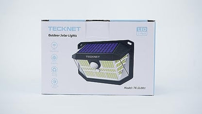 TECKNET Outdoor Solar Light 231 LED, 3 Modes Motion Sensor, Solar Powered Security Light 300° Wide Angle, IP65 Waterproof, Solar Wall Light for Front Door/Fence/Yard/Garage/Garden (2 Pack)