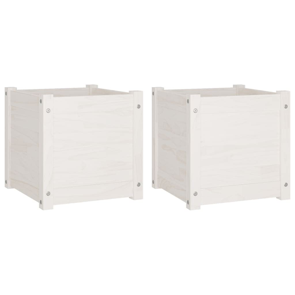 Xolmizyn Set of 2 Large Square Wooden Planters, Solid Pinewood Garden Flower Pot for Indoor and Outdoor Patio, Deck, and Balcony Decoration, 15.7 inch