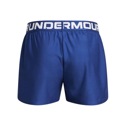 Under Armour Girls' Play Up Solid Shorts, (432) Tech Blue / / White, Medium