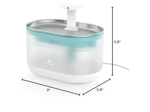 PETLIBRO Cat Water Fountain Stainless Steel,Ultra Quiet,71fl oz/2.1L Automatic Cat Fountain,Two Flow Modes,BPA-Free Capsule Metal Healthy Pet Water Fountain for Cats Inside