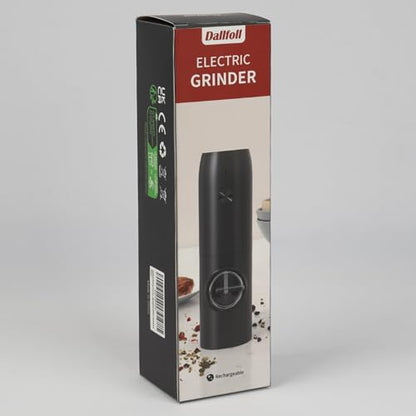 Dallfoll Electric Salt and Pepper Grinder, Rechargeable Salt and Pepper Mills with LED Light, Adjustable Grind Coarseness