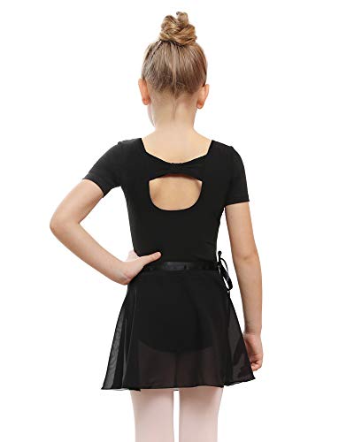 Stelle Ballet Leotards for Girls Dance Dress Outfit Combo with Skirt and Tights (Black (Bow Back)-110)