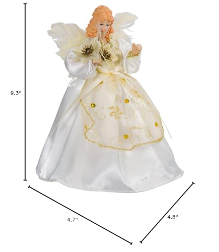 Kurt Adler 10-Light 9-Inch Ivory and Gold Angel Treetop