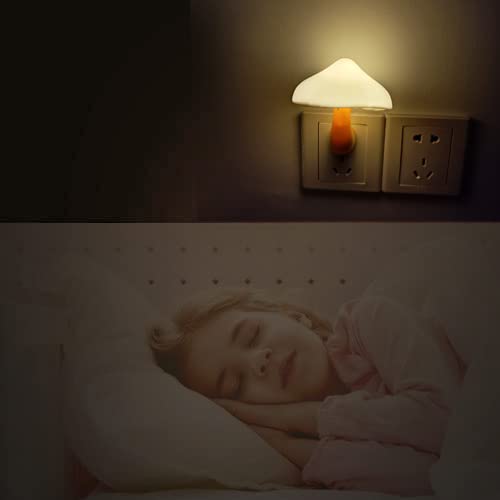 AUSAYE Sensor LED Night Light Plug in Wall Lamp, Energy Saving NightLight Cute Mushroom Night Lights for Adults Kids Bedroom,Bathroom,Toilet, Stairs, Kitchen,Hallway Corridor Warm White