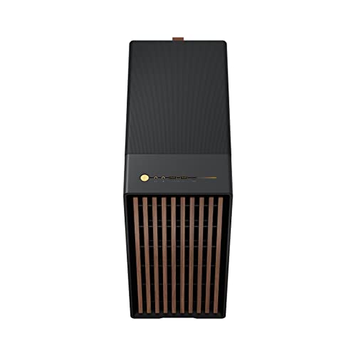 Fractal Design North Charcoal Black Tempered Glass Dark - Wood Walnut front - Glass side panel - Two 140mm Aspect PWM fans included - Type C USB - ATX Airflow Mid Tower PC Gaming Case