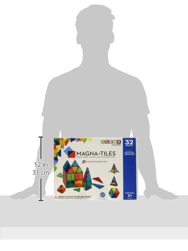 MAGNA-TILES Classic 32-Piece Magnetic Construction Set, Magnet Building Blocks, STEM Engineering Toys & Math Manipulatives, Preschool, Classroom, Playroom, Sensory Room Essentials