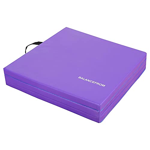 BalanceFrom 6x2 Feet 3-Panel Folding Gymnastics Mat – 1.5-Inch Thick Pad with Vinyl Surface and Carrying Handles for Tumbling, Yoga, Pilates, Home Workouts, and Martial Arts