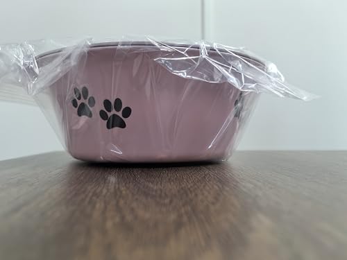 YUDANSI 860ml Pink Dog Bowls 2 Pack Small Medium Dogs Feeding Bowls Food Water Bowls with Non-Slip Silicone Sole, Stainless Steel Dog Dishes Elevated Raised Pet Feeder