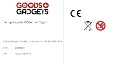 GOODS+GADGETS Remote Control RC German Tiger I 2.4GHz R/C Tank 1:16 scale model with shooting function, sound - RTR (Tiger I)