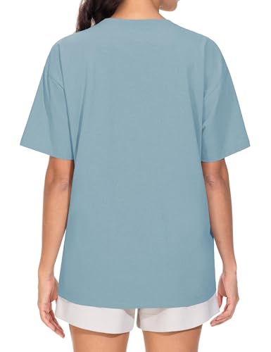 THE GYM PEOPLE 2 Pack Women's Oversized T Shirts Casual Loose Fit Short Sleeve Tops Summer Crewneck Basic Tees