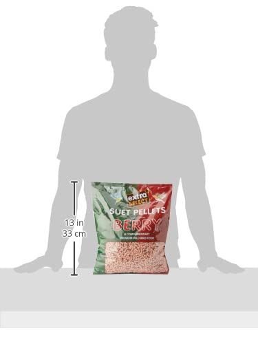 Extra Select Berry High Energy Suet Pellets Wild Bird Food - Protein, Fat Rich Year-Round Feeding - 3 Kg Refill