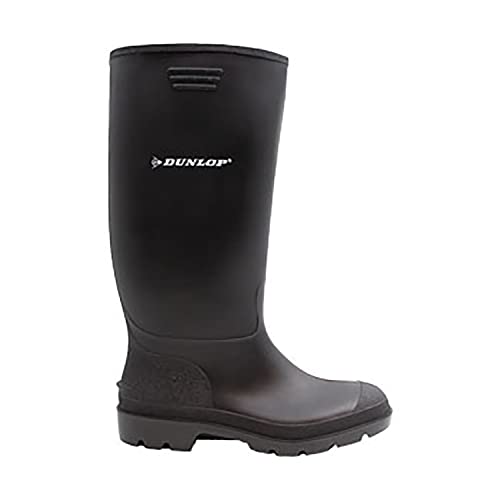 DUNLOP Pricemastor - Unisex Knee High Wellington Rain Boots, Black, CE Certified Waterproof and Chemical Resistant PVC Wellies for Outdoor, Gardening and Farm Work - EU40, UK6.5