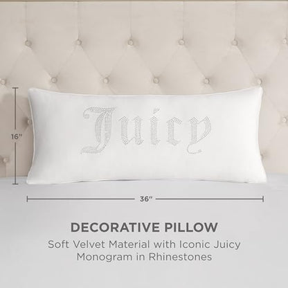 Juicy Couture – Decorative Accent Pillow Velvet Safari Leopard Premium Reversible Throw Pillow Living Room and Bedroom Décor Measures 14" x 24" Cheetah on White