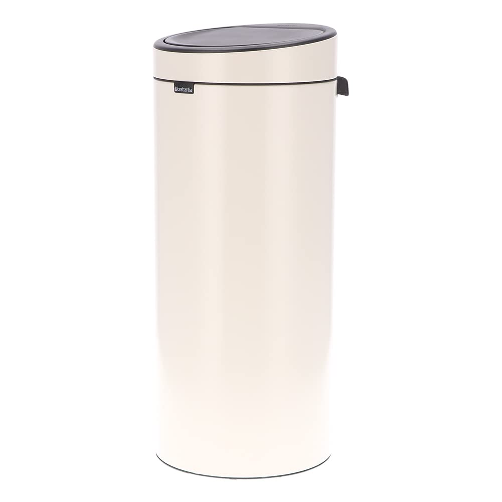 Brabantia Press-Top Kitchen Trash Can | Soft Beige | 8 Gallon / 30L | Home Trash Can with Soft-Touch Stay-Open Lid & Removable Inner Bucket | + Trash Bags