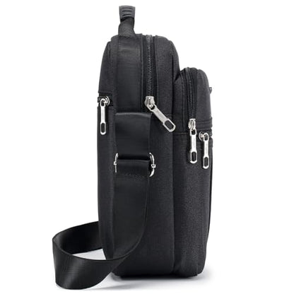 SPAHER Men Handbags Shoulder Bags Messenger Business Bag Crossbody Satchel Sling Travel Bag Daily Man Bag with Adjustable Shoulder Strap for Ipad 9.7 Inch Black