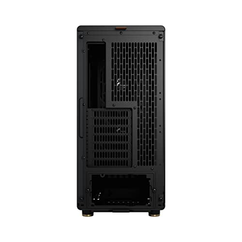 Fractal Design North Charcoal Black Tempered Glass Dark - Wood Walnut front - Glass side panel - Two 140mm Aspect PWM fans included - Type C USB - ATX Airflow Mid Tower PC Gaming Case