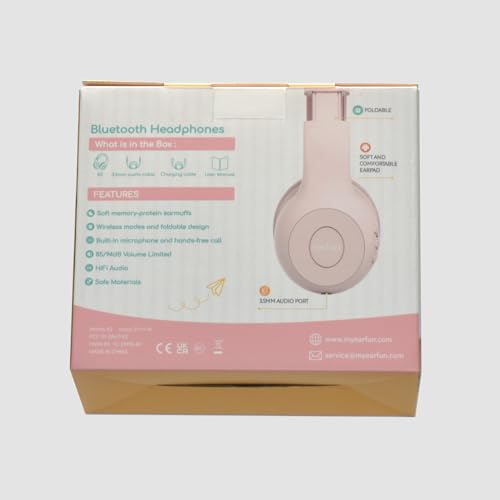 EarFun Kids Headphones Wireless, Bluetooth 5.4 Headphone for Child with Mic, 85/94dB Volume Limited Foldable Over Ear, Hi-Fi Stereo Sound, 40H Playtime, Gifts for Girl, Tablet/Phone/PC, School/Travel