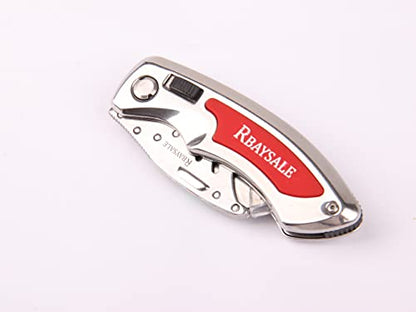 RBAYSALE Utility Knife Folding Heavy Duty Carpet Cutter with 5 SK5 Blades 420 Stainless Steel Retractable Box Cutter with Safety-Lock Design Craft Tradesman Knife 180g