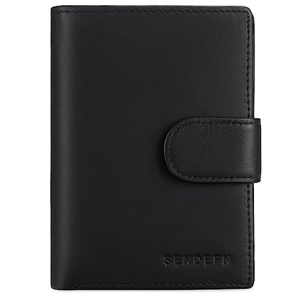 SENDEFN Men's Wallets Multifunctional RFID Blocking Leather Wallet Credit Card Trifold Compact Wallets for Men with ID Window & Coin Pocket