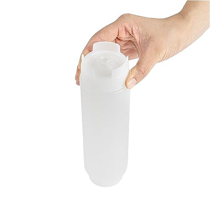 Restaurantware 16oz. FIFO Inverted Plastic Squeeze Bottle with Refill and Dispensing Lids - First In First Out - Perfect for Restaurants Catering and Food Trucks - 1ct box