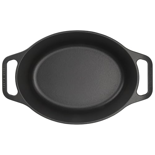 Victoria Dutch Oven Pot and Pan Induction Enamelled Cast Iron 31 cm Oval, Set of 2 Cocotte 5.7 L, PTFE and PFOA Free, Suitable for Fire, Barbecue, Oven, Ceramic Hob, Gas